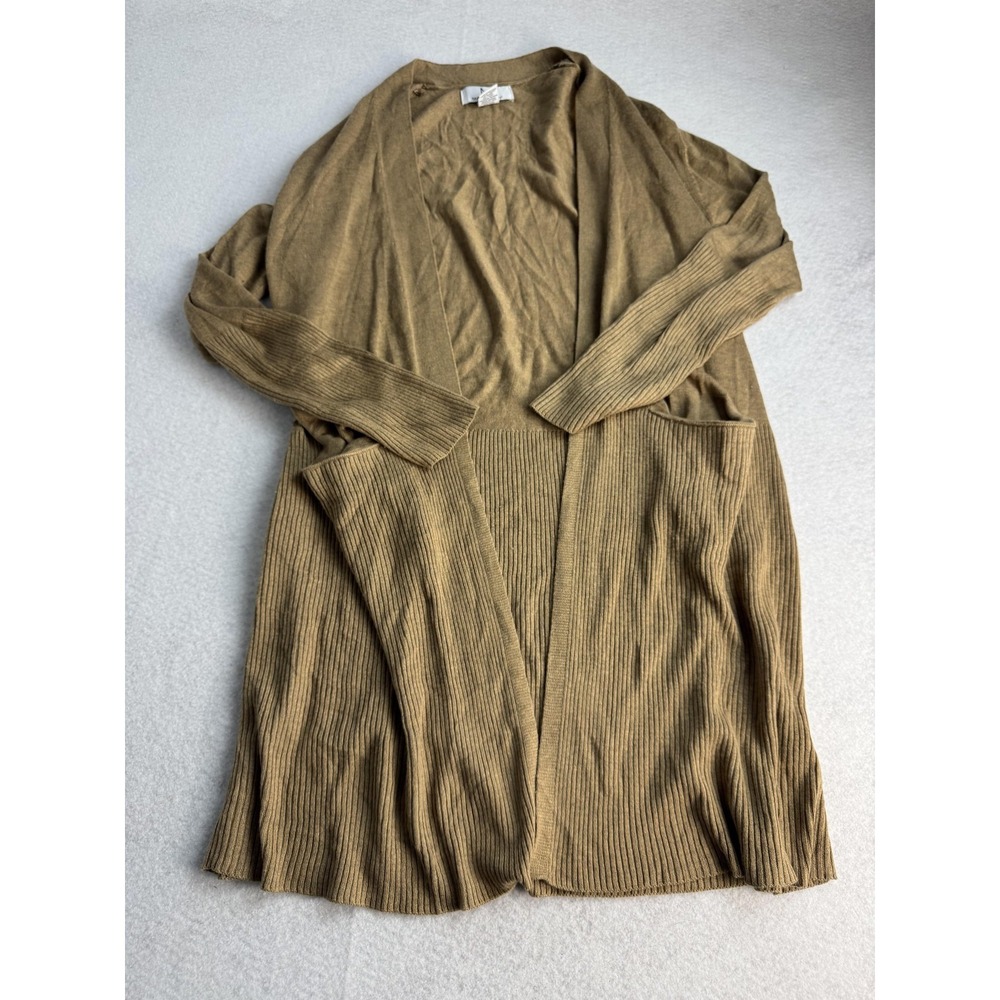 Magaschoni Cardigan Sweater Womens Medium Brown Rayon Nylon Cashmere Open Front